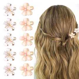 OUDQFCJ 10 Pieces White Mini Flower Hair Clips with Rhinestones, Cute Hair Clips, Flower Hair Pins, Decorative Hair Clips, Wedding Hair Clips, Flower Hair Accessories
