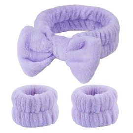 Face Wash Headband & Wrist Bands 3 Pack - Soft Fleece Spa Headbands for Face Washing & Makeup:_09