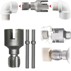 2025 New Pipe Thread Cutting Tool，Integrated Internal & External Pipe Threading Tool，Pvc Pipe Threader Electric Drill Compatible Pipe Threader Kit,1/2" Or 3/4" Pipe Sizes Rethreading Tool (1/2")