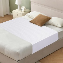 Saddle Style Washable Bed Pad for Incontinence, Waterproof and Reusable Underpad with Tuck-in Sides, Leakage & Sweat Mattress Protector for Adults, Full/Queen 36x60 inch Bed Pads (2 Count,White)