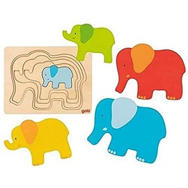 Goki 57450 Elephant Puzzles, Multi-Coloured (Multi-Coloured)