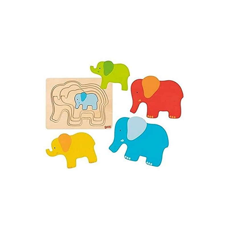 Goki 57450 Elephant Puzzles, Multi-Coloured (Multi-Coloured)