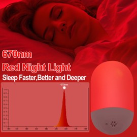 Finezeal 670nm Red & Amber Light Night Light for Sleep[2 Pack] - Zero Blue Light, with Dusk to Dawn Sensor Auto On/Off LED Red Night Light Plug into Wall for Nursery Bedroom Bathroom