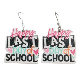 Teacher's Day Earrings Graduation Wooden Dangle Earrings Dainty Cap Clothes Book Shape School Earrings Shinning Giltter Last First Day of School Drop Earrings Back to School Jewelry Gifts -Style 8