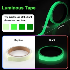 Reastar Fluorescent Tape, Luminous Tape, Waterproof, Luminous Tape, Glow in the Dark Tape, Photoluminescent Marking Tape - for Stairs Stage Supplies, Luminous Tape (5 m x 15 mm)