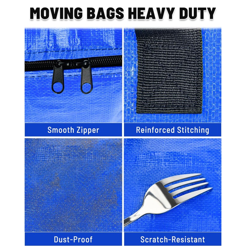 Neverwhy 6 Pack Large Moving Bags with Reinforced Handles &