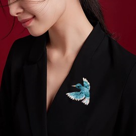 Wendalern Cute Bird Brooch Pin Unique Mockingbird Enamel Lapel Pin Classic Blue Bird Animal Lapel Pin Scarf Bouquet Corsage Clothing Accessories For Women, Metal