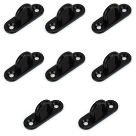 BELLE VOUS 8 Pack of Black M5 Stainless Steel Pad Eye Plate Hooks - Heavy Duty U-Shaped Wall/Ceiling Mount Rectangle Staple Hook 50 x 15mm - Holds up to 40kg - Hardware Ring Hooks for Hanging