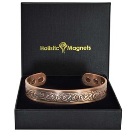 Copper Magnetic Bracelet for Women Celtic Copper Bangle Cuff Neodymium Magnets Adjustable Wristband-SLK (L: Wrist 19.5-22.5cm/7.6-8.75")