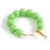 Medium Size Lime Green Acrylic Bead Hoop Earrings in Gold