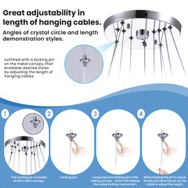 CLAIRDAI Crystal Chandeliers 3 Rings Ceiling Light Fixture LED Chandelier for High Ceiling Hanging Chandeliers for Bedroom Dining Room Living Room (6500K Cool White)