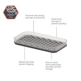 Spectrum Diversified Easy-Clean Holder with Removable Base, Modern Kitchen & Bathroom Sponge & Soap Dish, Clear & Gray