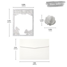 DORIS HOME 50Pcs Glitter Silver Butterfly Quinceanera Invitations, 5" x 7"