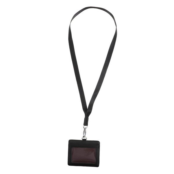 Operitacx Lanyard Id Card Holder with Neck Strap Horizontal Black