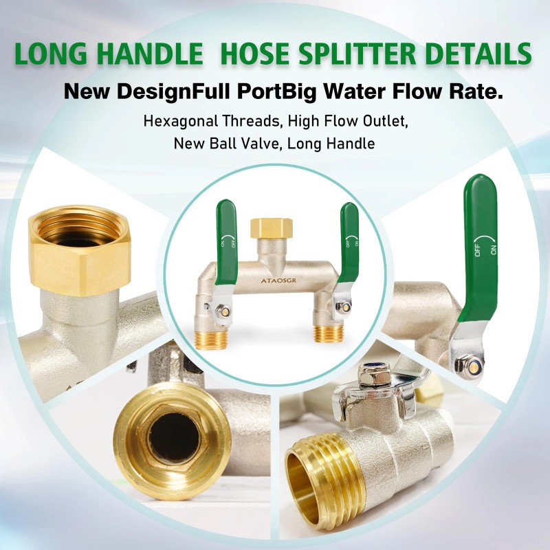 Ataosgr Garden Hose Splitter, 2 Way Heavy Duty Hose Adapter,
