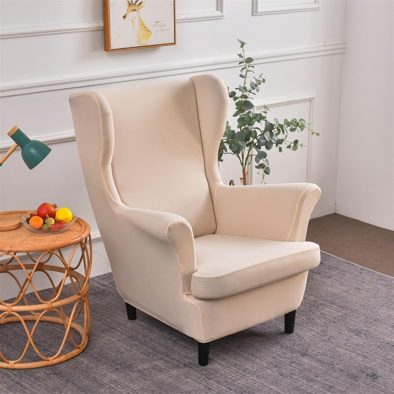 Printed Wing Chair Slipcovers 2 Piece Stretch Wingback Chair Cover