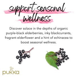 Pukka Herbs - Organic Herbal Tea Elderberry & Echinacea with Elderflower - 20 Tea Bags