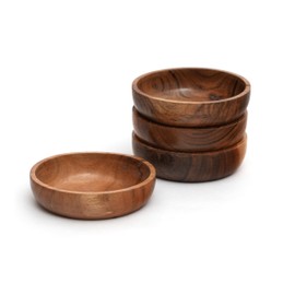 WEBHUSHI Acacia wood bowls 4.75-inch brown wooden bowls, volume of 400 cubic cm (0.40 liters) per bowl (1 set of 4 bowls)
