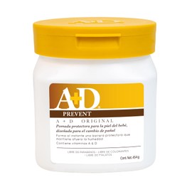A+D Prevent Pomada para Rozaduras de Pañal en Bebés 454 g | Hipoalergénica | Vitamina A y D, Lanolina | Libre de Parabenos, Ftalatos, Sulfatos y Colorantes