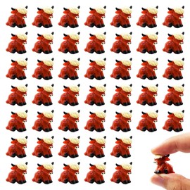 OZLMC 50 Pcs Mini Highland Cow Statues Highland Cow Decor Cute Highland Cow Figurine Handmade Resin Cow Sculpture Ornament for Decorations Home Kitchen Garden