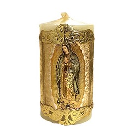 Our Lady of Guadalupe Cirio Paschal Candle Prayer Virgen Guadalupe Vela 3" x 1.75" Cirio Pascual