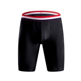 Arjen Kroos Men's Long Leg Boxer Briefs Cotton Open Pouch Shapewear Underwear Slimming Boxers for Male,A6-BLACK-NEW-AK8061,Large