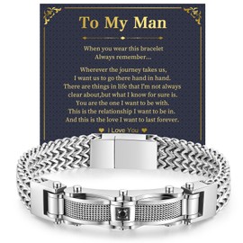 Chunky Franco Chain Bracelets for Men - 12mm Width Stainless Steel Square Cuban Link, Sturdy Metal Hip Hop Wristband Premium Cool Stylish Wristband Jewelry Valentines Gifts for Him Boyfriend Husband