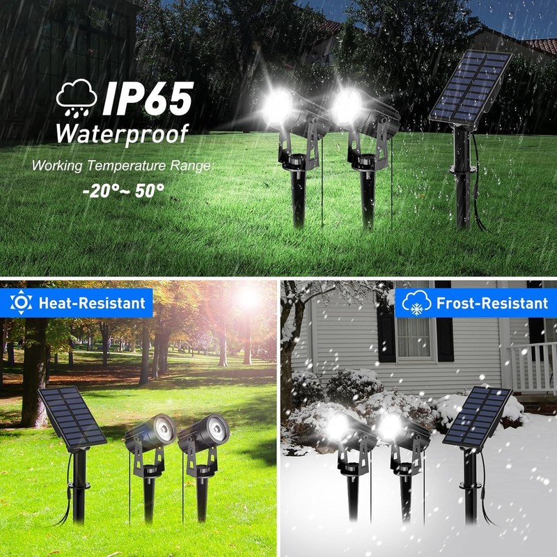 T-SUN Solar Spotlights, 2-in-1 Solar Landscape Spotlights with 9.8ft Cable,