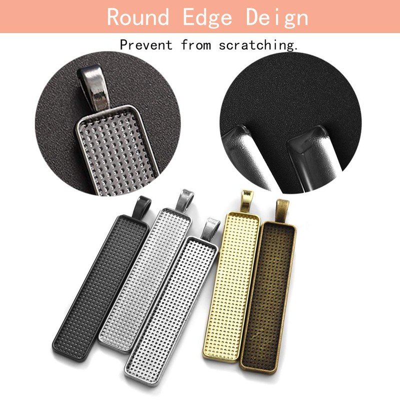 DROLE 60Pcs Pendant Trays and Cabochons-30Pcs Rectangle Bezel Pendant Trays