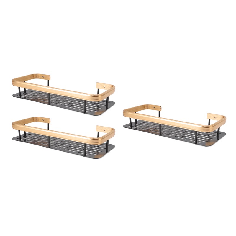 Shower Storage Rack 3 Layers Punch Free Rectangle Aluminum Shower