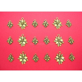 Unbranded 18 pcs ANT GOLDTONE Christmas POINSETTIA SETS Charms Pendants Earrings Crafts