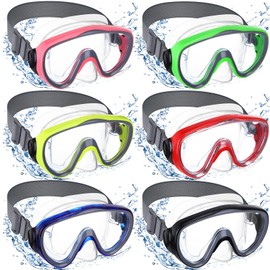 Relaxweex 6 Pack Adult Swim Goggles with Nose Cover Snorkel Diving Mask Elastic Strap Tempered Glass Scuba Mask Waterproof Clear Diving Snorkel Goggle for Adult(Bright Colors)
