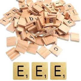 Glamified Pack of 100 - E Scrabble Tiles - Same Letters Bags -WOODEN SCRABBLE TILES BLACK LETTERS NUMBERS FOR CRAFTS WOOD ALPHABETS (Letter E, Pack of 100 Tiles)