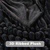 NEWCOSPLAY Faux Fur Throw Blanket Black 3D Ribbed Plush Thick