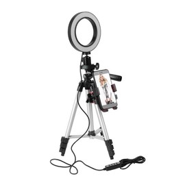 COLLBATH Dimmable Selfie Ring Light with Tripod Stand Flexible Phone Holder for Live Streaming and Video Recording for Night Use and