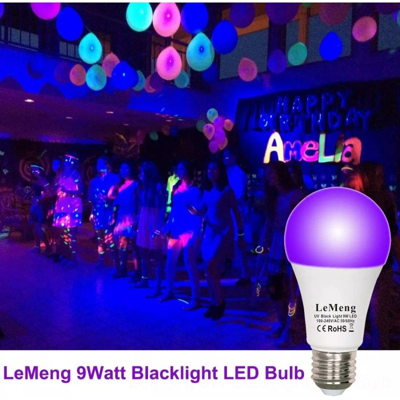 LeMeng - UV LED Black Lights Bulb 9W Ultraviolet A19,