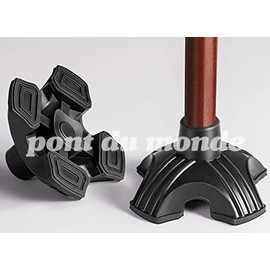 (pont du monde) Rubber Cane Tip Stick Stick Nursing Stable Replacement Rubber Anti-slip Rubber (4 Legs 0.9 inches (22 mm) Black
