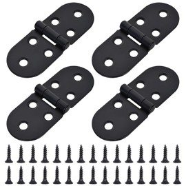 Emperoch 4 Pcs Flip Hinges with Screws, 80 x 30 x 1.5mm Black Iron Thick Butler Tray Hinge, 180 Degree Folding Hinges with Round Edge for Furniture Cupboard Closet Cabinet Door Drawer Table Window