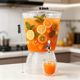 2 Pack Food Grade Beverage Dispenser with Spigot, 2.7 Gallon Leak-Proof Drink Dispenser for Countertop, Detachable Base & Lid for Easy Cleaning, Unbreakable Pitcher for Party, Wedding
