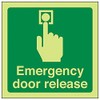 Vsafety 22022AF-G'Emergency Door Release' Sign, Square, 100 mm x 100