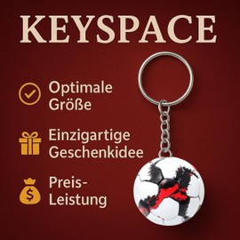 KEYSPACE Keyring Football Gifts Boys Football Gift for Boys and Girls, red
