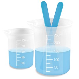 FLEXNOVA 2 Stück Silikon Messbecher, Silikonbecher Zum Gießen 250 ml, Silikon Messbecher 100 ml, 2 Silikon Rührstab, Silikon Messbecher Epoxidharz, Silikon Messbecher Gießpulver