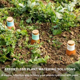 FirstGift 4 Pack Plant Self-Watering Stakes Terracotta Automatic Plant Waterer Devices Watering Globes Self-Watering Clay Planters Devices Perfect for Vacation Garden Plant Care (Colourful)