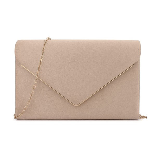 BBjinronjy Clutch Purse for Women Evening Bags Handbags for Wedding Party Cocktail Prom Faux Suede Crossbody Shoulder Bag (Nude)