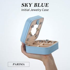 记下来18:31Parima Travel Jewelry Case for Women Girls, Initial Jewelry Boxes | Small Jewelry Box Organizer | Jewelry Box for Women | Travel Gifts for Girls - Letter H, Sky Blue