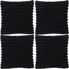 4 Pack 18x18 Pillow Cover Velvet Pillow Covers, Faux Fur Square Throw Pillow Covers for Living Room Decorations Throw Pillow Case, Throw Pillow Cover Cushion Cover for Home Sofa Bedroom Car, Black