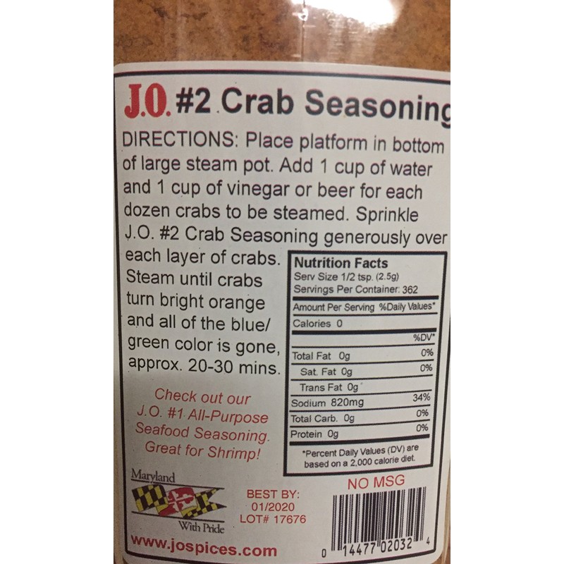 J.O. Crab Seasoning #2 32 Ounce