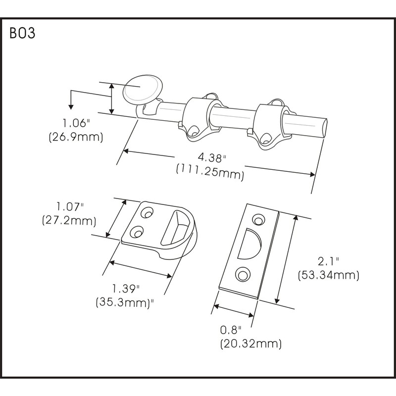 QCAA Solid Brass Dutch Door Bolt, 4", Brushed Satin Nickel,