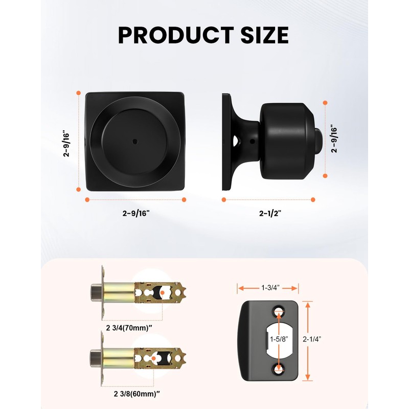 Haidms Black Door Knobs, Interior Door knobs, Privacy Door Knob