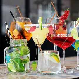 PYEUIFT 8 Stück Glasmarkierer Markierung, Tortendeko, Eisdekoration, Smoothie Dekoration, Für Bar-Partydekorationen Wie WeingläSer, Kuchen, Smoothies, Cupcakes, Getränke, Partydekorationen (4 Farben)